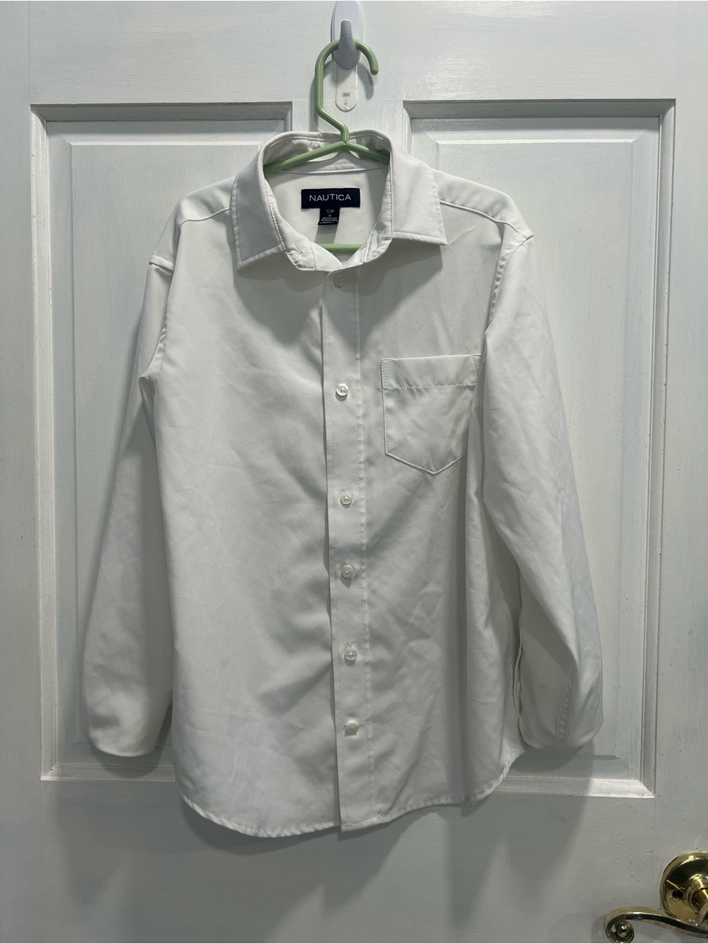 NAUTICA Solid White Collared Button Up Dress Shirt SIZE 8 BOYS Pre Loved